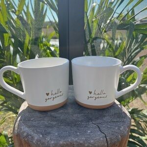 2 Hello Gorgeous Stoneware Mug White Terracotta